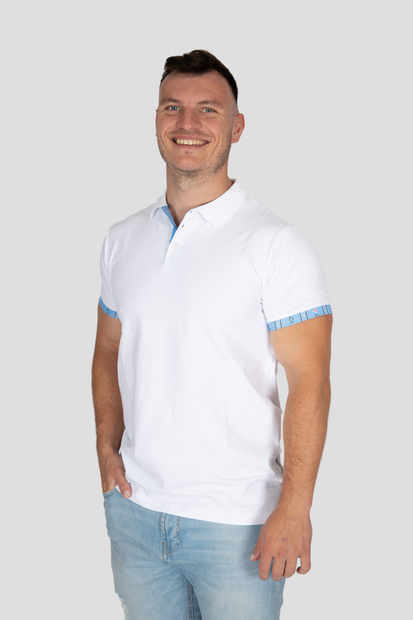 Herren Edelweiss Polo Shirt mit einzigartigem Krageninnenseite- und Armabschluss Design in verschiedenen Farben
