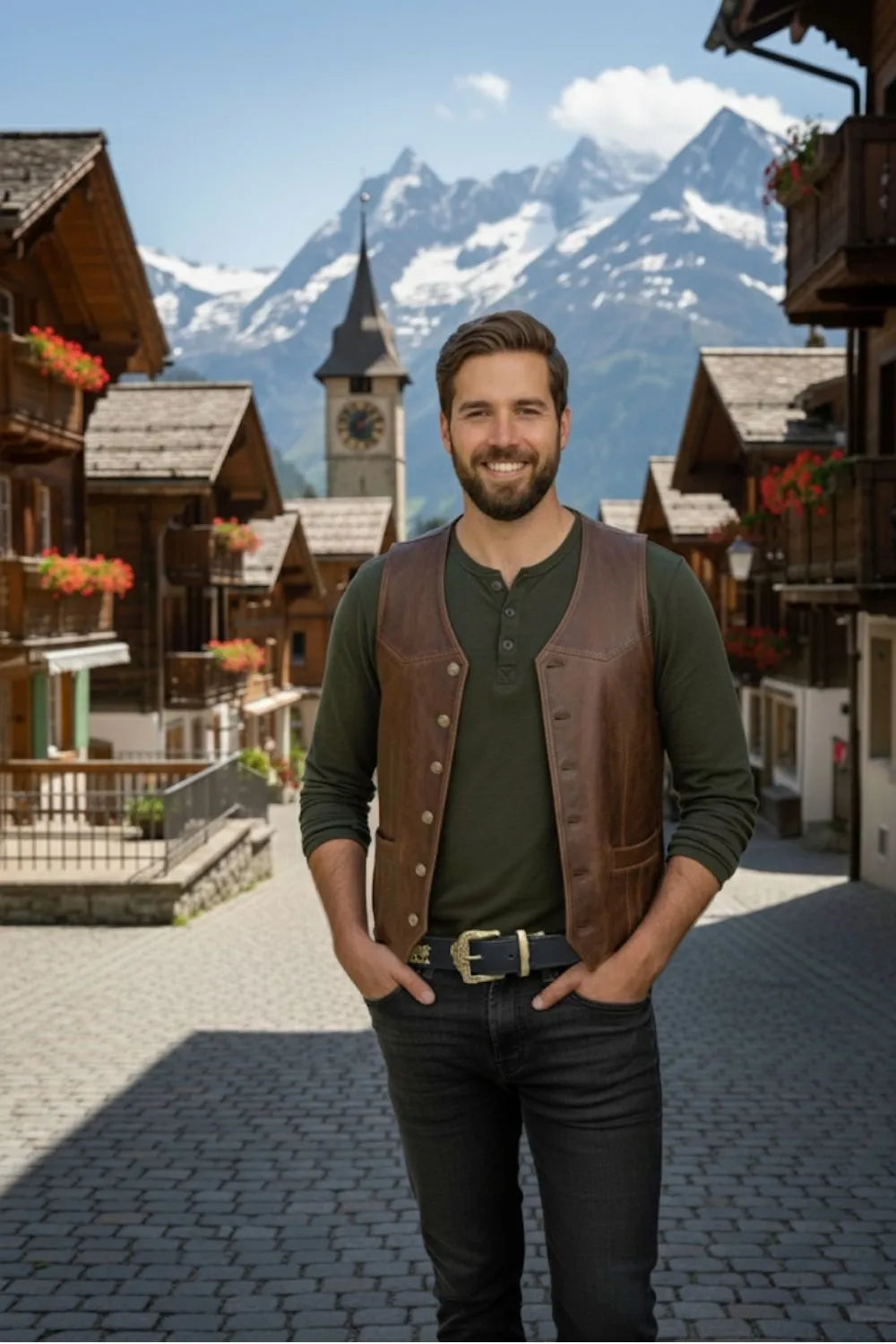 Appenzeller Gürtel Schwarz mit Goldenen Trachtenornamenten