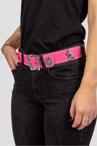 Appenzeller Gürtel Pink mit Trachtenornamenten