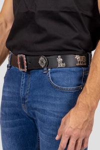 Appenzeller-Gürtel Schwarz mit silbernen Trachtenornamenten