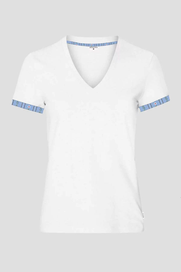 Edelweiss Original Damen T-Shirt in verschiedenen Farben mit einzigartigem Edelweiss-Design am Armabschluss von Edelvetica.