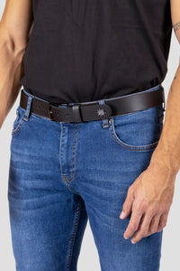 Edelvetica Gürtel in Schwarz mit Edelweiss Schnalle