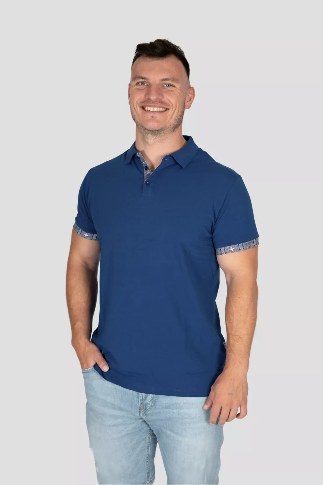 Polo Shirt Edelweiss Krageninnenseite & Armabschluss Herren