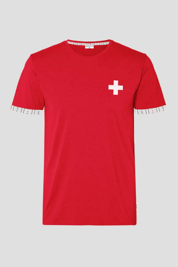 Kinder Edelweiss Kurzarmshirt mit traditionellem Edelweiss-Muster an den Ärmeln.