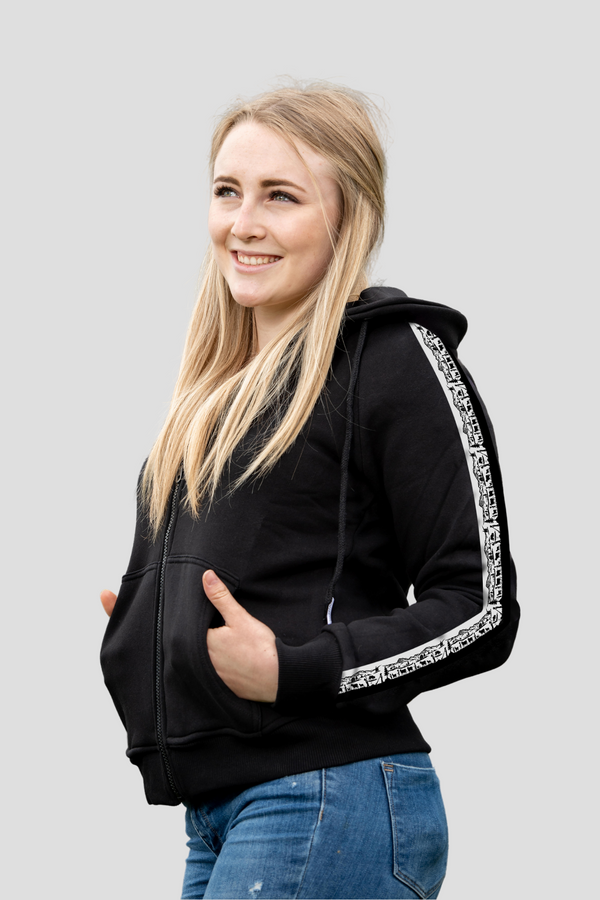 Damen-Sweatjacke mit Scherenschnitt-Design von Edelvetica in schwarz, aus 100% Premium-Baumwolle.